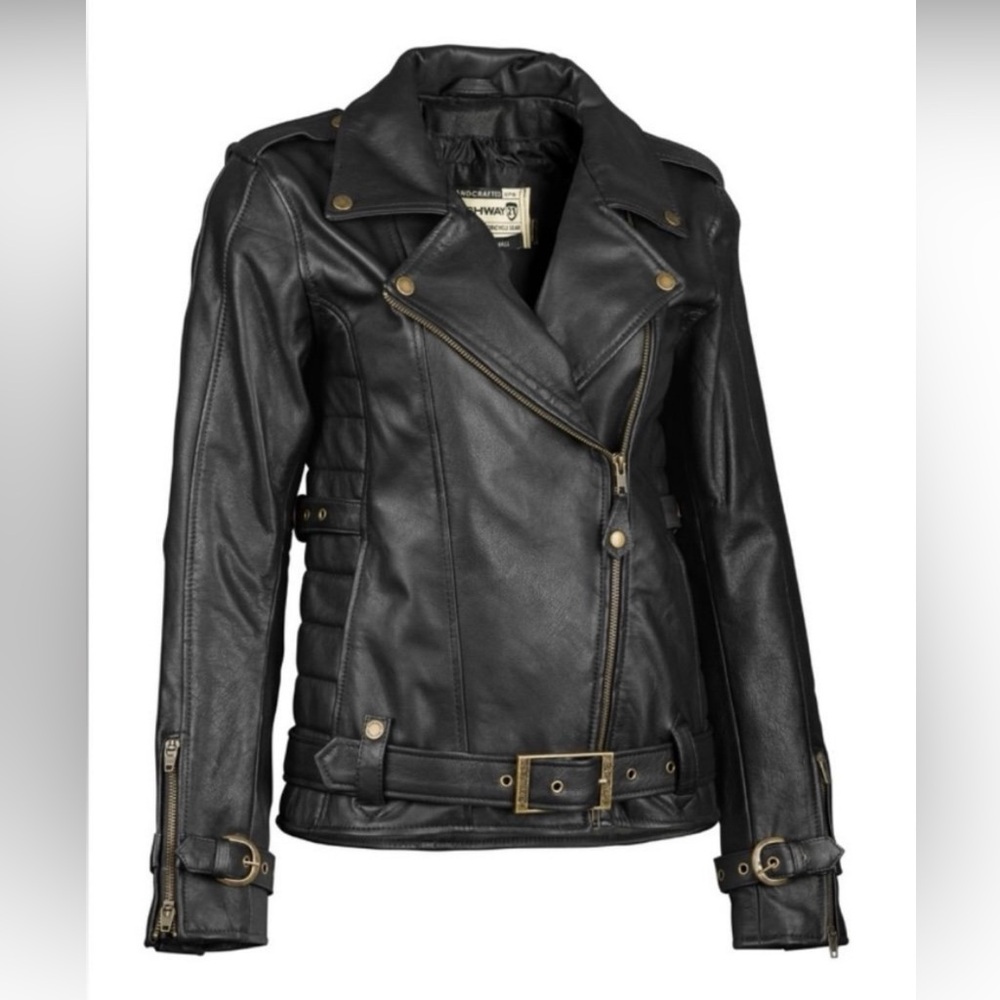 NWT Highway 21 Premium Full-Grain Leather Women's Pearl Jacket